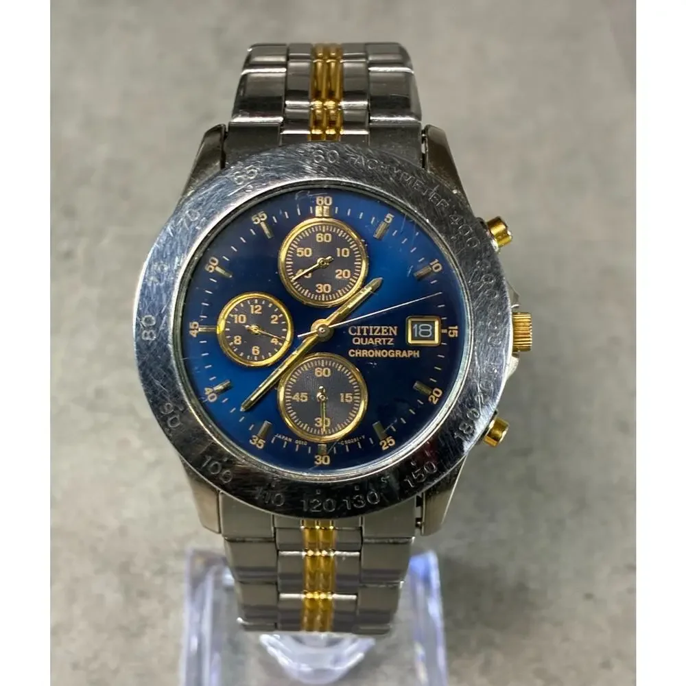Rare Citizen 1993 Chronograph Works 0510‑C50065 KA Blue Men's Watch Parts Repair